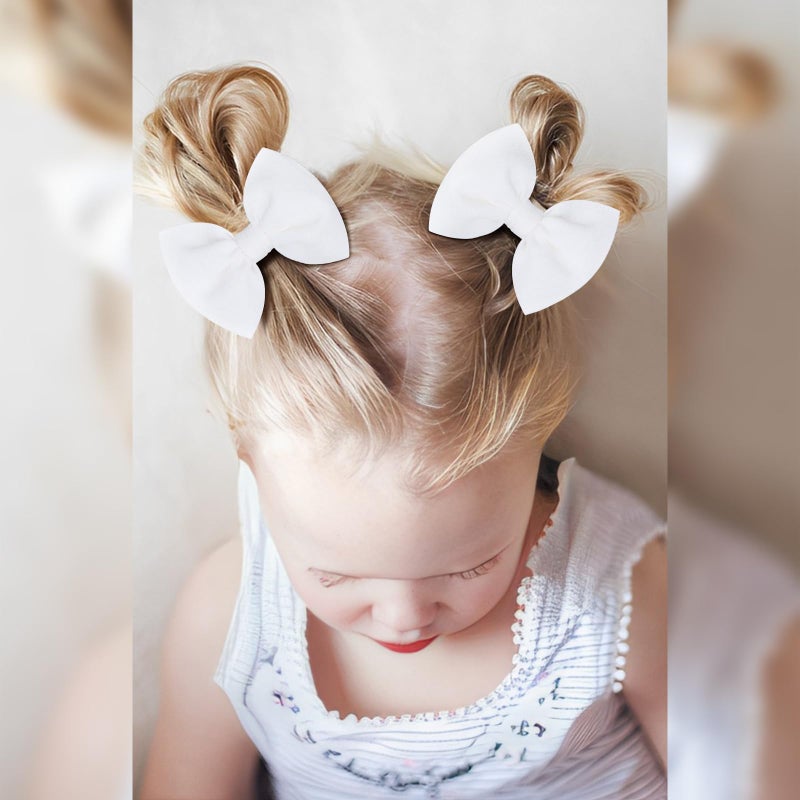 ONENINEDREAM Baby Girls Hair 3'' Bows Clips Set Handmade Bow Hair Clips Hair Accessories Alligator Clip for Babies Infant Toddlers Little Kids 6 PCS Black White Beige - Image 2